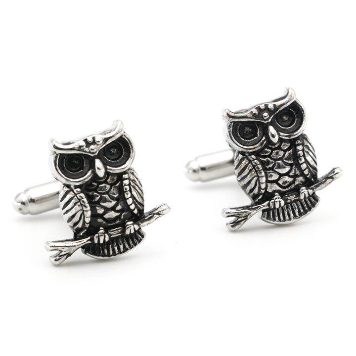 vintage-design-owl-cufflinks-สำหรับผู้ชายคุณภาพวัสดุทองแดงสีดำ-cuff-links-ขายส่งและขายปลีก-yrrey