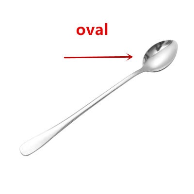 Korean Creative Stainless Steel Long Handle Coffee Spoon Stirring Simple Spoon Creative Ice Spoon Sharp Round