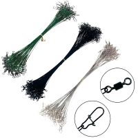 【CC】 50pcs Anti Bite Fishing Wire With Swivel Accessory Lead Core Leash 15/ 20/25/30cm