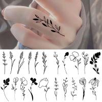 Black White Flowers Tattoo Stickers Waterproof Chic Henna Temporary Tattoos Cute Finger Small Size Body Art Festival Accessories