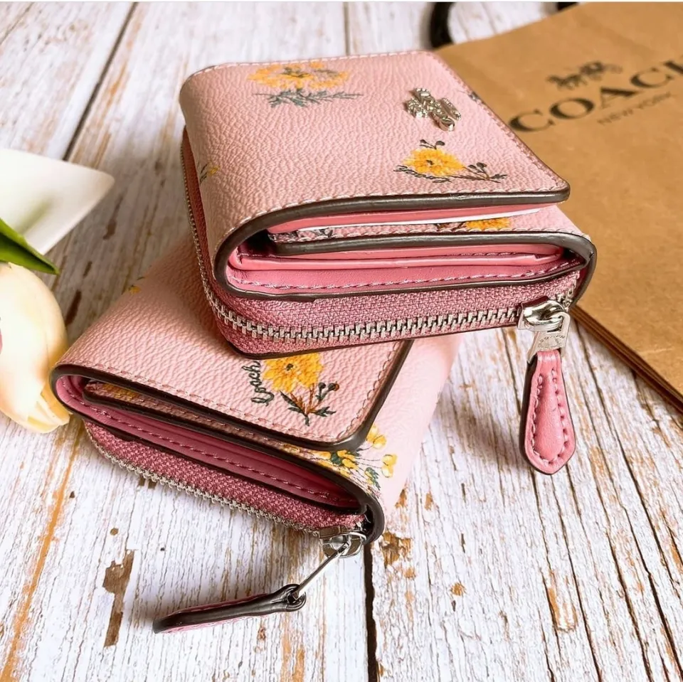 COACH®: Small Trifold Wallet With Floral Bow Print