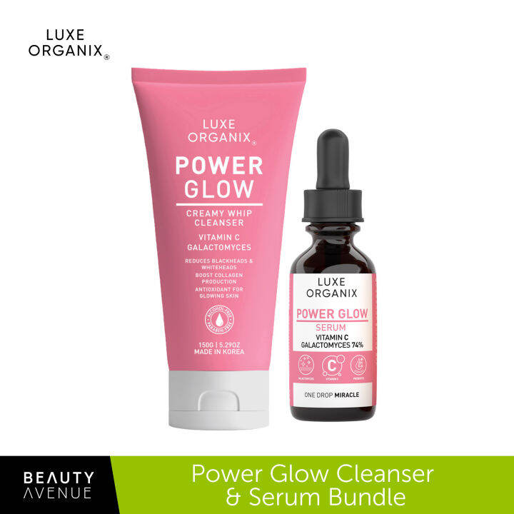 Luxe Organix Power Glow Vit C Serum ML And Galactomyces Brightening Vit C Cleanser Ml