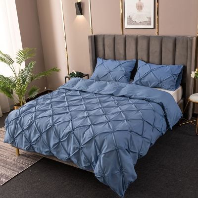 High Quality 3D Pinch Pleated Duvet Cover Set 220x240 Solid Color Single Double Twin Bedding Set Duvet cover