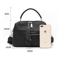 Zency Genuine Leather Handbag Female High Quality Box Bag Classic Fashion Vintage Lady Shoulder Black Crossbody Tote Top-handle