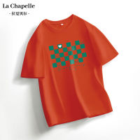 La Chapelle เสื้อยืดคอกลมแขนสั้นผู้หญิงคอตตอน100% สไตล์เกาหลีทงแดมุน2023สำหรับคนตัวเล็กแบบใหม่ฤดูร้อน INS