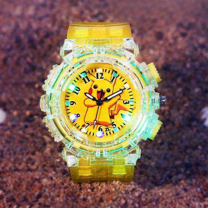 Pokemon Anime Figure Children's Luminous Watch Pikachu Color Flash Boys ...