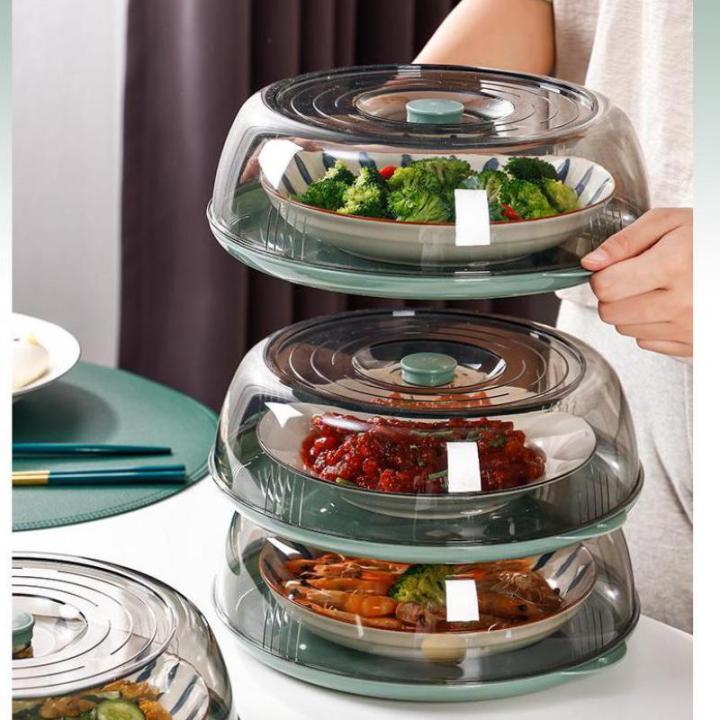 2pcs-multifunctional-stackable-heat-booking-dish-cover-fresh-keeping-lid-ถาดเสิร์ฟอาหาร-kitchen-organizer-storage-plastic
