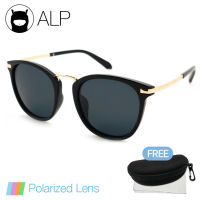 [โค้ดส่วนลดสูงสุด 100] ALP Polarized Sunglasses แว่นกันแดด Vintage Oval Style รุ่น ALP-0019-BKS-BKP (Black/Black)