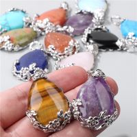 hot【cw】 Stone Pendants Wire Wrap Drop Tiger Charms Beads Making Necklace Earring