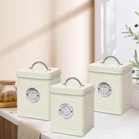 3Pcs Decorative Kitchen Canisters With Lids Airtight Organizer Square Box Farmhouse Decor Vintage Canisters For Bedroom Office