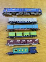 Kato N 3045 EH200, Tomix N Container Wagons 5 car set.  Fully tested, new condition.(GL06)  Kato N 3045 EH200 ชุดรถ Tomix N Container Wagons 5 คัน ทดสอบแล้วสภาพใหม่