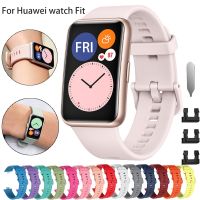 (CALGY Phone protection)สายรัดเปลี่ยนยางสำหรับนาฬิกา Huawei Fit Band กีฬาสมาร์ทสายรัดข้อมือกันน้ำสายนาฬิกาสร้อยข้อมืออุปกรณ์เสริมสำหรับ Huawei Fit