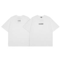 Plus Size High Street JIL Minimalist SANDER Patch Logo Small Logo Print Oversized Mens and Womens Loose Short Sleeve T-Shirt