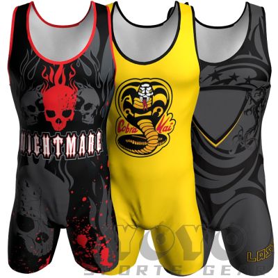 hot【DT】 SKULL Print Wrestling Singlet Bodysuit Leotard Outfit GYM Sleeveless Triathlon PowerLifting Wear Skinsuit