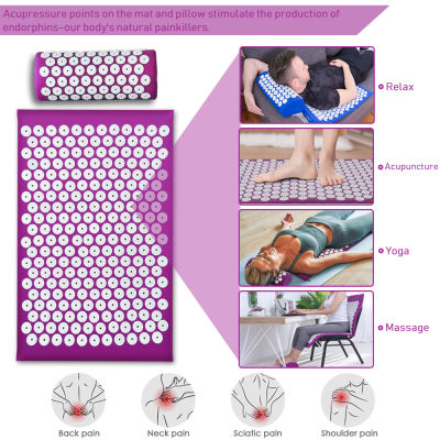 125x43cm Massage Cushion Yoga Acupressure Mat and Pillow Set Neck Back Massager Pain Relief Kuznetsovs applicator Massage Pad