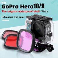 ชุดดำน้ำชุดตัวกรองสีม่วงแดง3แพ็คฟิลเตอร์สีแดงสำหรับ Gopro HERO9 10 11ชุดซุปเปอร์สูทสีดำอุปกรณ์ตกแต่งเคสที่อยู่อาศัยเดิม