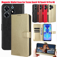 เคสกระเป๋าสตางค์แม่เหล็กสำหรับ Tecno Spark 10 4G 5G เคสโทรศัพท์ Tecno Spark 10 Pro 4G เคสฝาครอบ PU หนังกลับ