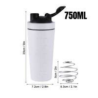 750Ml Stainless Steel Protein Shaker Cup Portable Fitness Sports Mug Nutrition Blender Cup Water Bottles Vacuum Insulation