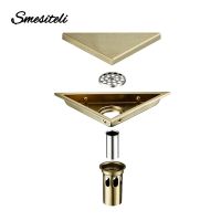 Smesiteli Bathroom Hidden Type Sink Drains Triangle Tile Insert Floor Drain Stainless Steel Brushed Gold Shower Drain 232*117mm  by Hs2023