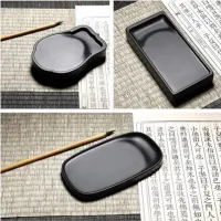 1ชิ้นธรรมชาติร็อคขนาดเล็กแบบพกพาสี่เหลี่ยมผืนผ้า Inkstone การประดิษฐ์ตัวอักษรจิตรกรรมเครื่องมือ