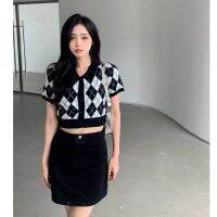 Xiaozhainv Plaid short-sleeved top