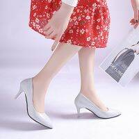 7cm Women Work High Heels Shoes PU Slim Pumps