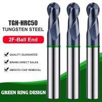 AZZKOR ทังสเตนเหล็กคาร์ไบด์สําหรับเครื่องตัดเหล็กกัด 2F เคลือบแหวนสี CNC Mechanical Ball End Endmill TGH-HRC50