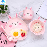 4pcs Ceramics Dinnerware Bowl Dish Cartoon Rabbit Totoro Gift Kitchen Cooking Tools Accessory Household Tableware Home Decor