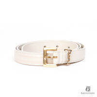 YSL BELT 85 BEIGE CALF GHW