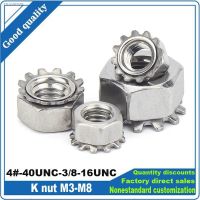 ∋ 10/25pcs M3 M4 M5 M6 M8 4 -40- 5/16-18UNC A2-70 304 Stainless Steel Metric US UK Standard ThreadToothed Serrated K Type Lock Nut