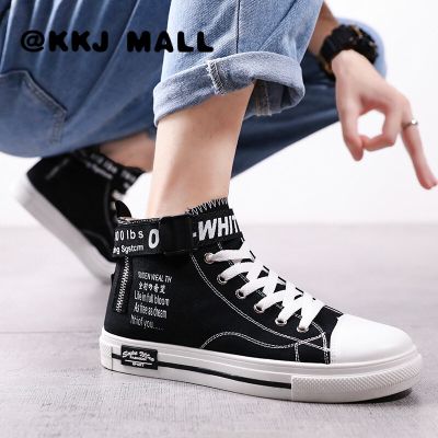 KKJ MALL Korean Style Kasut Perempuan High Upper Canvas Shoes For ashion Letter Printed Flat Shoes For Women 2020 new