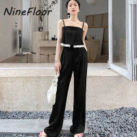 NineFloor Summer Women S Korean Version Of The Sleeveless Suspender Top Wide-Leg Pants Suit Two-Piece Set S-3XL T0066