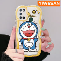 YIWESAN เคสสำหรับ Realme 7 Pro 7i C17 Narzo 20 Pro เคสลายการ์ตูนโดราเอมอนเนื้อครีมเวฟขอบเคสนิ่มโปร่งใสซิลิโคนกันกระแทกใหม่ป้องกันเลนส์กล้องเคสใส