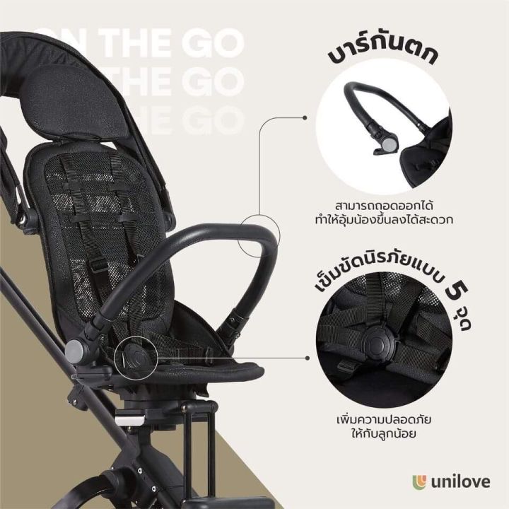 รถเข็นเด็ก-unilove-on-the-go-นั่งสบาย-เบาะหมุนได้360องศา-จากประเทศอังกฤษ