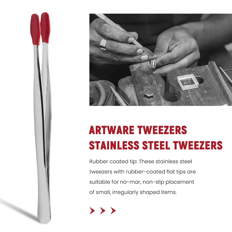 2 Pieces of Rubber Tip Tweezers PVC Silicone Precision Tweezers Laboratory  Industrial Craft Tweezers Tool-Black