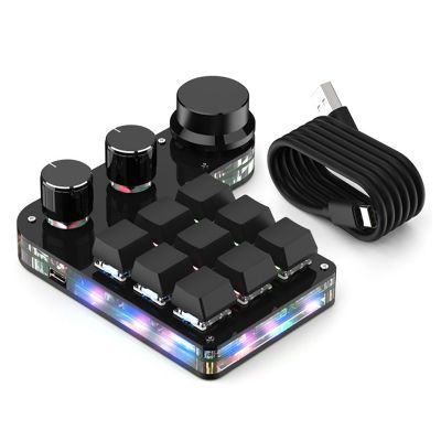 RGB Macro Keyboard 3 Knob USB Custom Keyboard Programming Macro Gaming Keypad for PS Ai PR