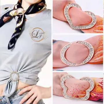 Fashion Rose Gold Trio Scarf Ring Silk Scarf Buckle Clip Slide Jewelry  Brooches