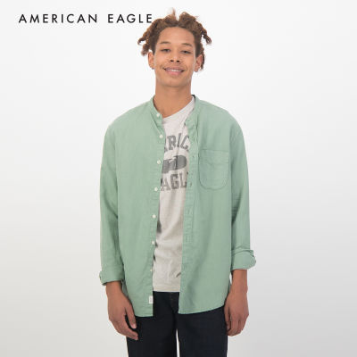 American Eagle Band Collar Linen Button-Up Shirt เสื้อเชิ้ต ผู้ชาย  (NMSH 015-1484-300)