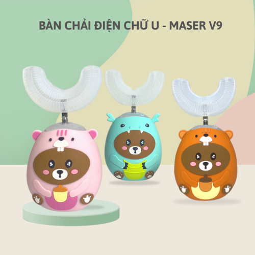 Bàn chải chữ u cho bé maser v9, bàn chải điện có cốc sạc - ảnh sản phẩm 4