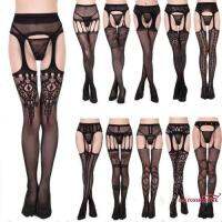 YHV-Sexy Fishnet ถุงน่องสีดำ Jacquard pantyhose Tights สำหรับผู้ใหญ่ ผู้หญิง ไซส์บวก