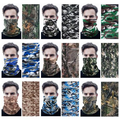 ✟ Camouflage Tactics Bandana Motorcycle Biker Tube Scarf for Men Trees Maple Leaf Cycling Hiking Face Cover Sport Scarves