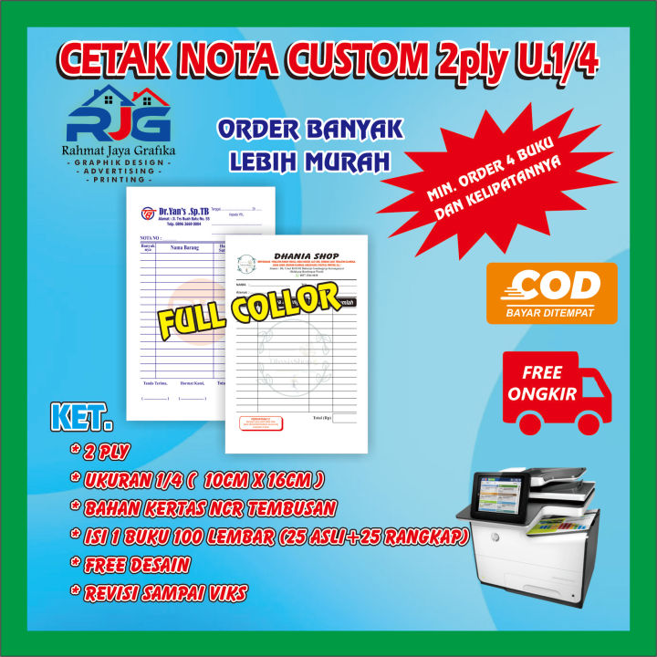 Promo Murah Cetak Nota U14 Folio 2ply Isi 100 Lembar Nota Custom Nota Laundry Nota Olshopp 6464