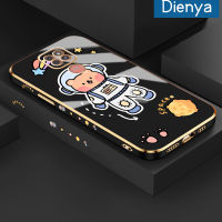 เคส Dienya สำหรับ Moto G9 Play G9 Plus เคส G9ลายการ์ตูนอวกาศเคสใหม่พื้นผิวขอบสี่เหลี่ยมเคสชุบซิลิก้าเจลกันกระแทกเคสมือถือฝาครอบป้องกันเลนส์กล้องถ่ายรูป