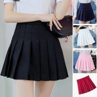 Girl Solid Tennis Skirt Pleated Skorts Hight Waist School Uniforms Dance Skirt With Inner Shorts Yoga Golf Badminton Short Dress