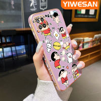 YIWESAN เคสปลอกสำหรับ Samsung Galaxy A42 5G M42 5G เคสลายการ์ตูนเครยอนชินจังขอบสี่เหลี่ยมชุบหรูหราเคสซิลิโคนเคสมือถือกันกระแทกเต็มฝาหลังป้องกันเลนส์กล้องเคสนิ่ม