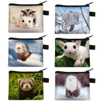 ❅ Cute Pet Sugar Glider / Ferret Print Coin Purse Women Wallet Small Clutch Bag Men Purses Credit Card Money Coin Bag Gift