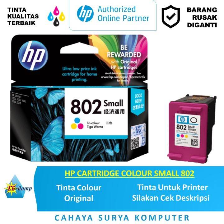 Hp Cartridge Colour Small 802 Untuk Printer Hp Deskjet 1000 Printer Series J110 1050 All In 5746