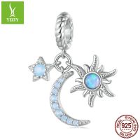 [COD] Ziyun opal sun moon stars diy pendant niche design star s925 silver beaded accessories