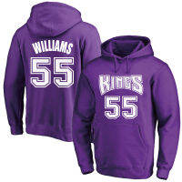 [ในสต็อก] NO.55 Jason William-S Sacramento King-S ผู้ชายผู้หญิงบาสเกตบอล Hoodie สีขาวช็อกโกแลต Jersey หนา Pullover Hooded เสื้อแขนยาว