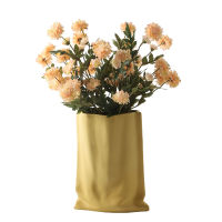 （HOT) แจกันพับ Morandi ของตกแต่งห้องรับแขกการจัดดอกไม้เซรามิกตู้วางทีวีคุณภาพสูงทางเข้าโต๊ะรับประทานอาหารตกแต่งดอกไม้แห้ง